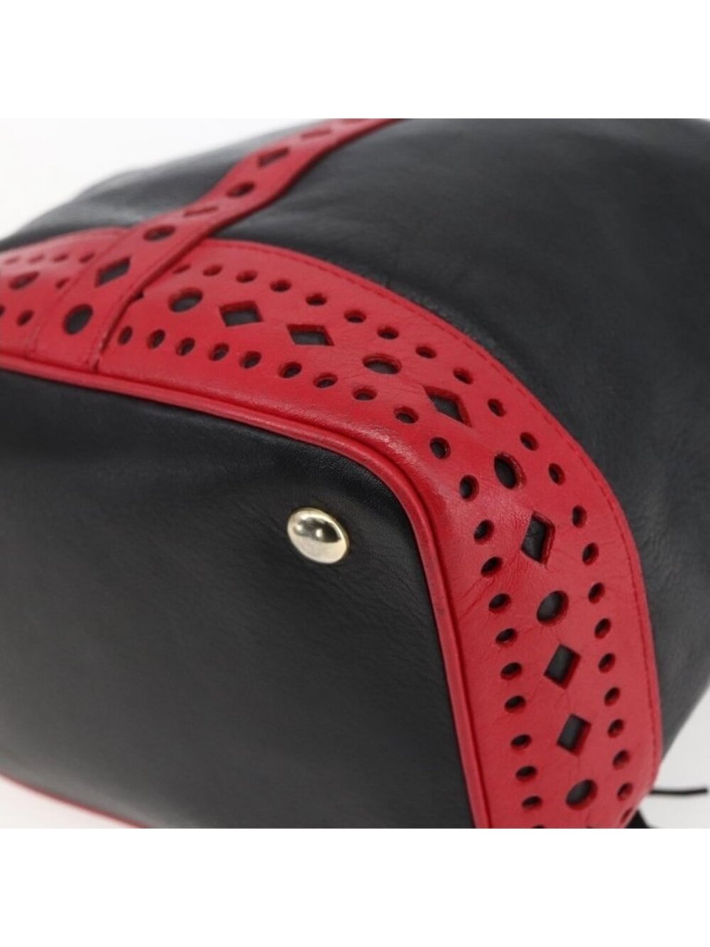 Authentic SAINT LAURENT Shoulder Bag Leather Black Red gold - Picture 4 of 16